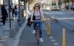 zonnebril, fietsen, stad